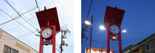阪急石橋駅　温度計センサー付き街路灯